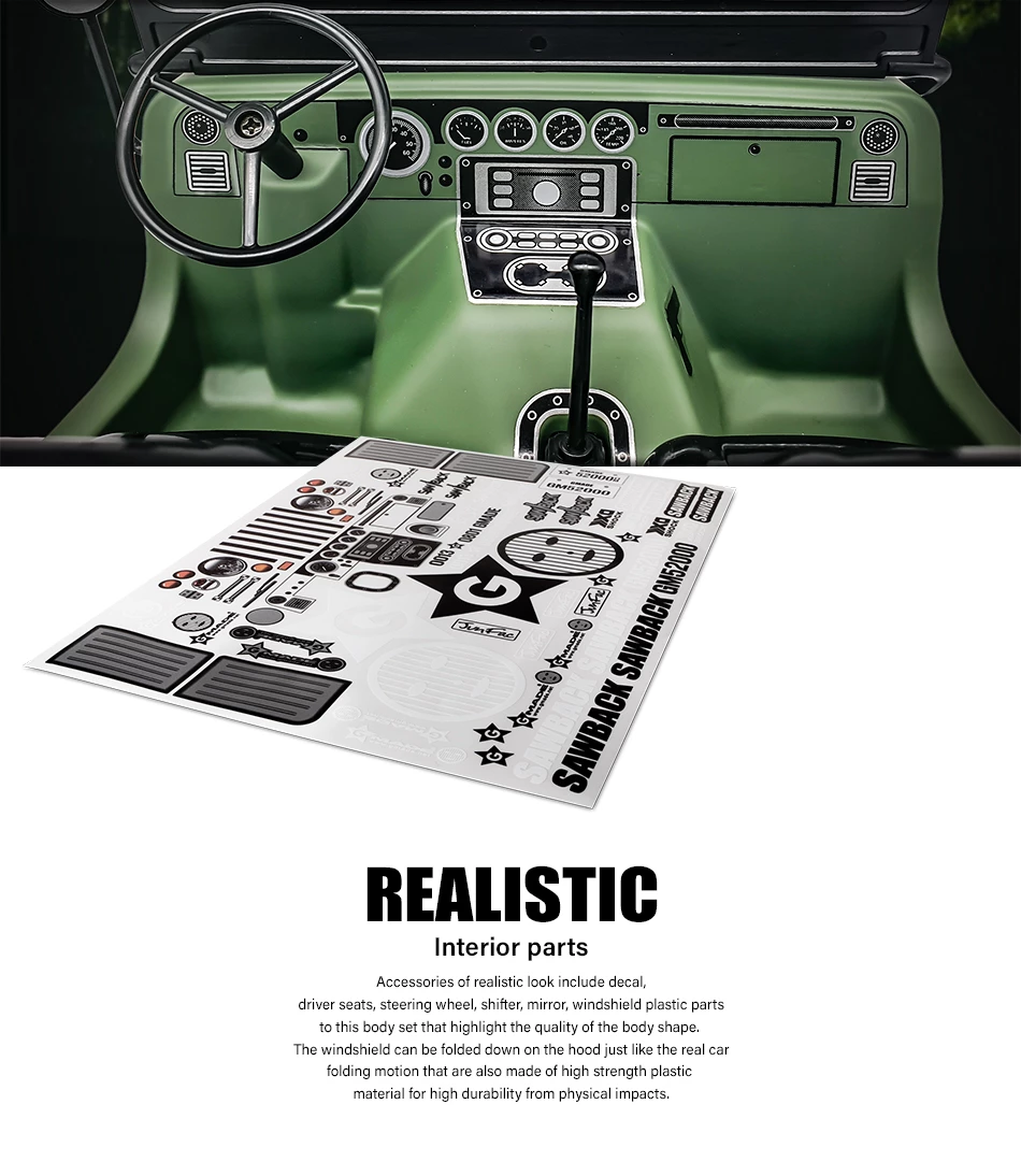 Gmade Military Sawback RTR 4WD Off-Road Vehicle 1/10th w/ GS01 Chassis 28 Gmade Military Sawback RTR 4WD Off-Road Vehicle 1/10th w/ GS01 Chassis - Image 26