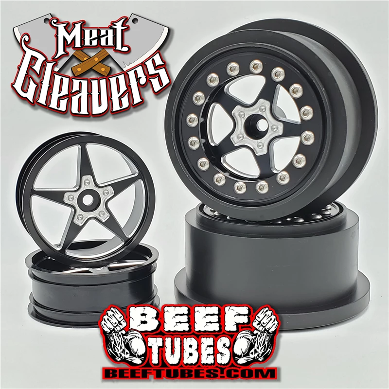 Beef Tubes Meat Cleaver Drag Wheel Set - Black Re-machined Aluminum (4 pcs) 3 Beef Tubes Meat Cleaver Drag Wheel Set - Black Re-machined Aluminum (4 pcs)