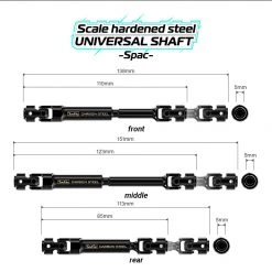 JunFac Scale Hardened Steel Universal Shafts (3) for Axial SCX10 II UMG10 6x6 RTR -Cars Truck shop online JUN90046 5