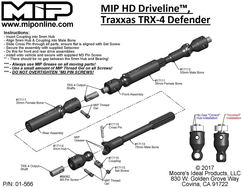 MIP HD Driveline Kit TRX-4 Defender / Tactical 12.8" WB 8 MIP HD Driveline Kit TRX-4 Defender / Tactical 12.8" WB - Image 6