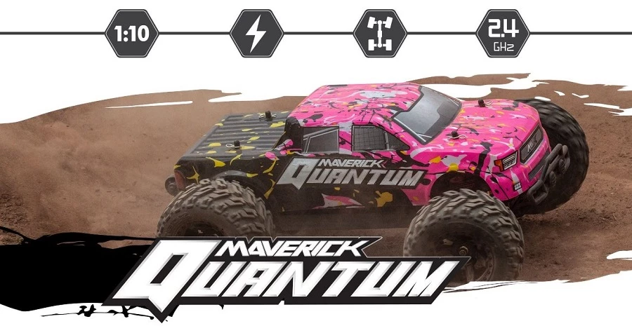 Maverick 1/10 Quantum MT RTR 4WD Monster Truck - Pink / Yellow 6 Maverick 1/10 Quantum MT RTR 4WD Monster Truck - Pink / Yellow - Image 4
