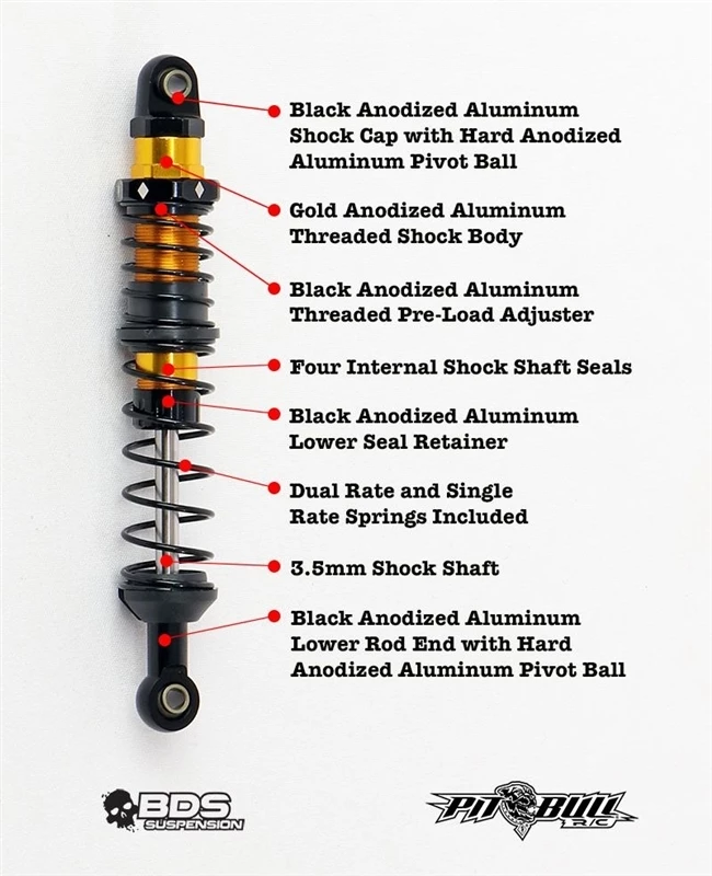 Pit Bull RC BDS KRONIK Shocks - 2 pcs (100mm Grey Dot) 6 Pit Bull RC BDS KRONIK Shocks - 2 pcs (100mm Grey Dot) - Image 4