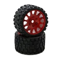 Powerhobby Scorpion BELTED Monster Truck Pre-mounted Tires on 3.8" Wheels - Red (2)