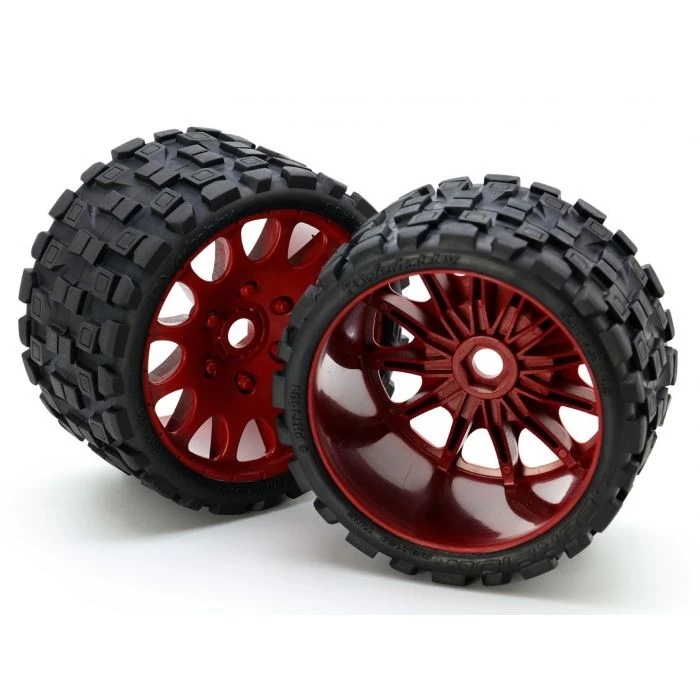 Powerhobby Scorpion BELTED Monster Truck Pre-mounted Tires on 3.8" Wheels - Red (2) 5 Powerhobby Scorpion BELTED Monster Truck Pre-mounted Tires on 3.8" Wheels - Red (2) - Image 3