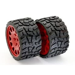 Powerhobby Raptor BELTED Monster Truck Tires Pre-mounted on 3.8" Wheels - Red (2) -Cars Truck shop online PHBPHT1141SRED 4