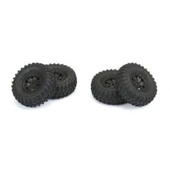 Pro-Line 1/24 Hyrax Front/Rear 1.0" Tires Mounted on Black Impulse Beadlock Wheels (4) -Cars Truck shop online PRO1019410 4