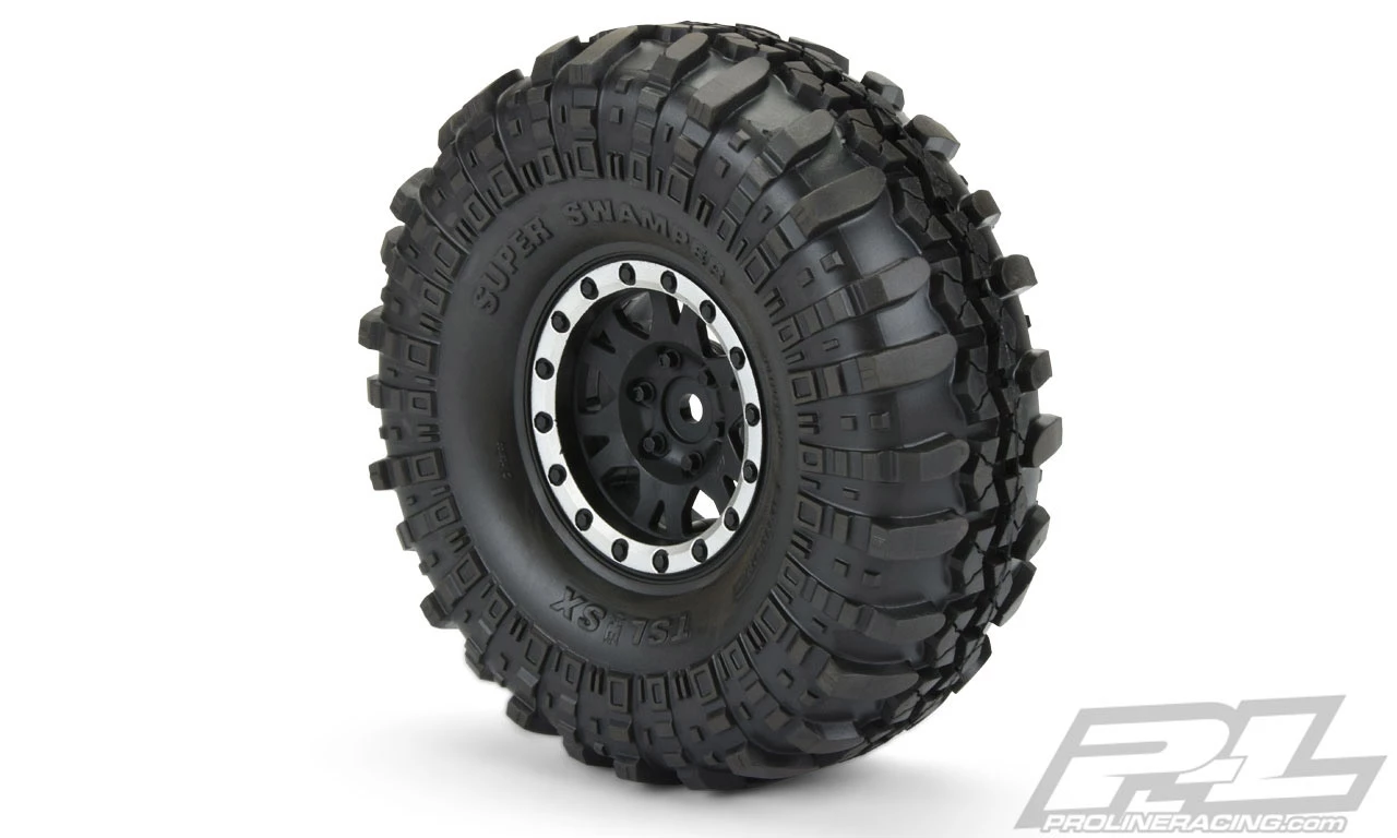 Pro-Line Interco TSL SX Super Swamper XL 1.9" Mounted on Impulse Black / Silver Plastic Internal Bead-Loc Wheels (2) 5 Pro-Line Interco TSL SX Super Swamper XL 1.9" Mounted on Impulse Black / Silver Plastic Internal Bead-Loc Wheels (2) - Image 3