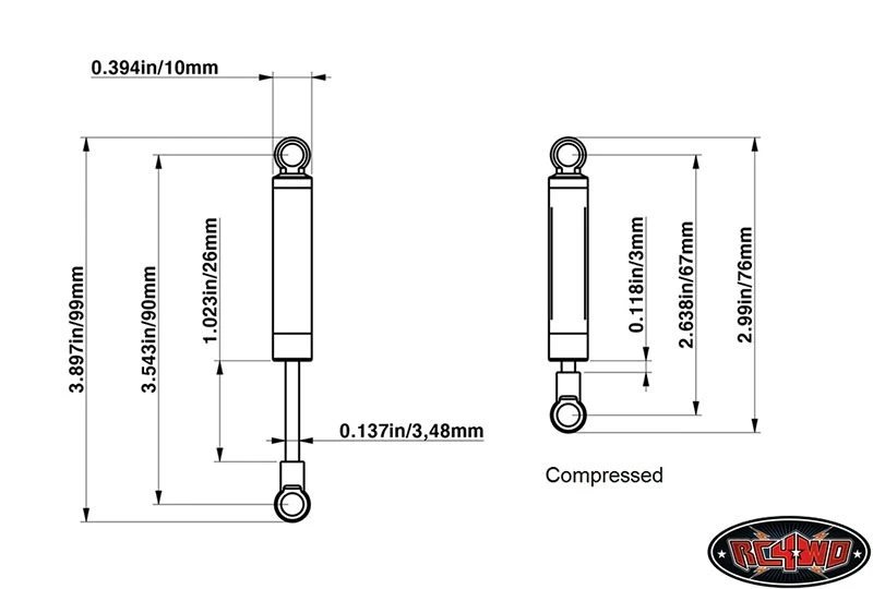 RC4WD Superlift Superide 90mm Scale Shock Absorbers (2) 6 RC4WD Superlift Superide 90mm Scale Shock Absorbers (2) - Image 4