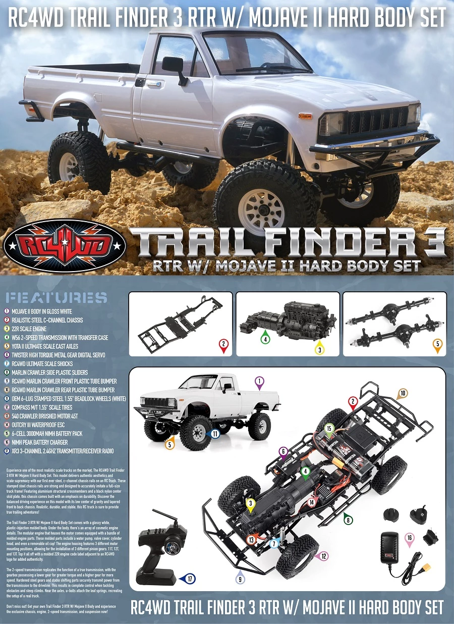 RC4WD Trail Finder 3 RTR with Mojave II Body Set 26 RC4WD Trail Finder 3 RTR with Mojave II Body Set - Image 24