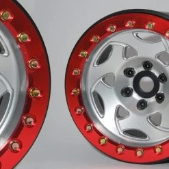 SSD RC 2.2" Champion Beadlock Wheels (Silver / Red) (2)
