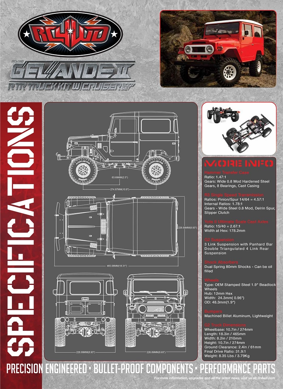 RC4WD Gelande II RTR with Cruiser Body Set - Red 23 RC4WD Gelande II RTR with Cruiser Body Set - Red - Image 21