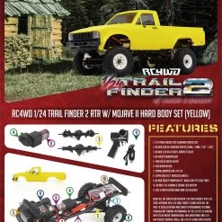 RC4WD 1/24 Trail Finder 2 RTR with Mojave II Hard Body Set (Yellow) -Cars Truck shop online Z RTR0051 1 4