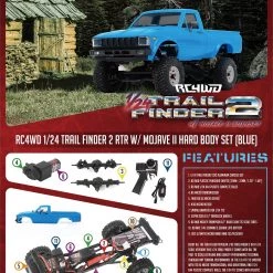 RC4WD 1/24 Trail Finder 2 RTR with Mojave II Hard Body Set (Blue) -Cars Truck shop online Z RTR0052 1 4